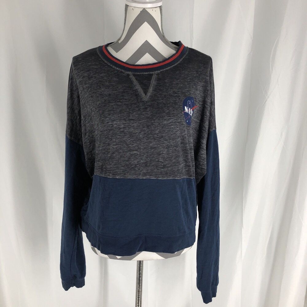 Fifth Sun NASA Logo Thin Sweater Long Sleeve Top Shirt Womens Juniors Sz XL